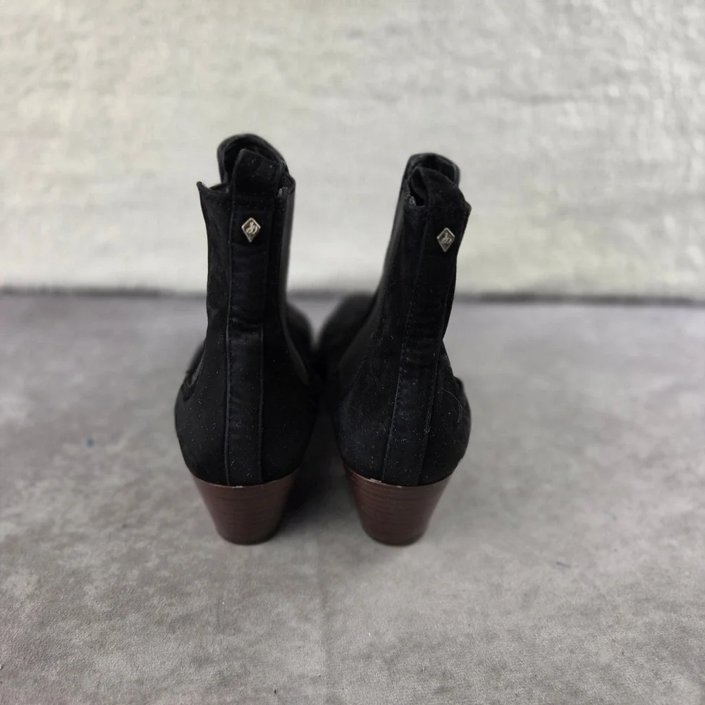 Sam Edelman Black Suede Chelsea Ankle Boots Pointed Toe Block Heel 8.5 S2150